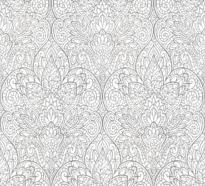 product image of Paradise Bright White/Silver Wallpaper from the After Eight Collection by Candice Olson 51