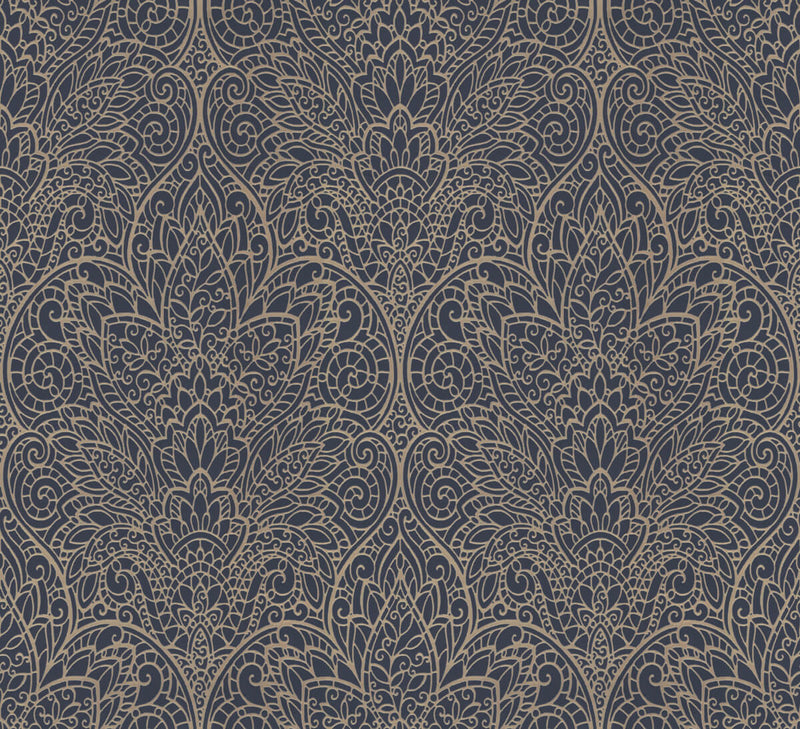 media image for sample paradise navy gold wallpaper from the after eight collection by candice olson 1 24