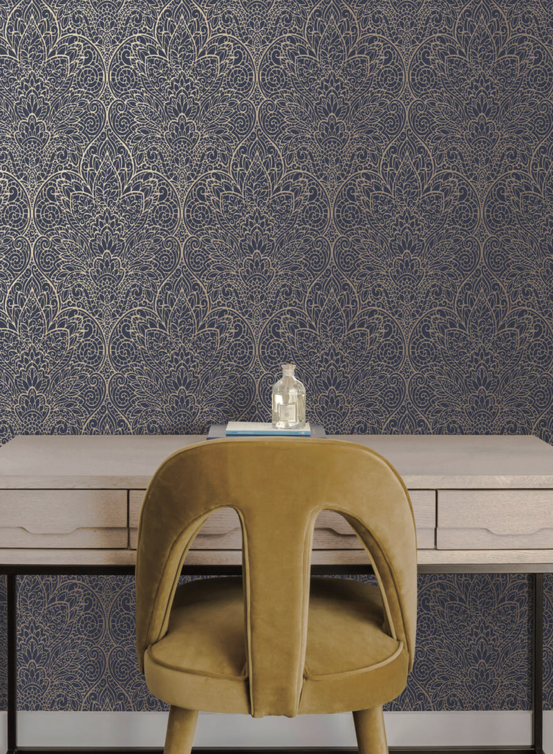 media image for Paradise Navy/Gold Wallpaper from the After Eight Collection by Candice Olson 21