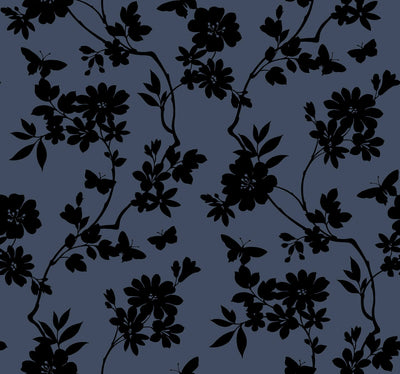 product image of Flutter Vine Blue/Black Wallpaper from the After Eight Collection by Candice Olson 52