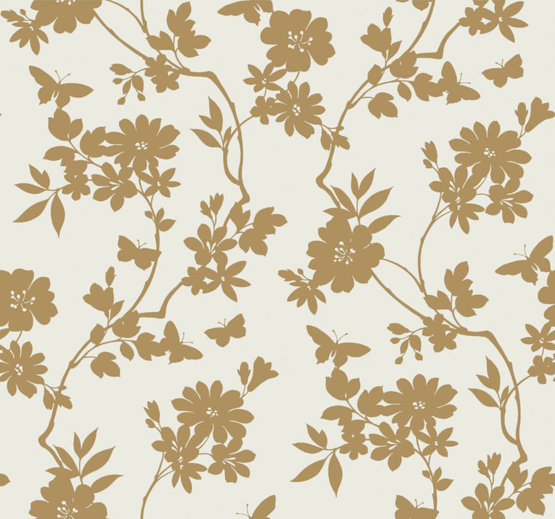 media image for Flutter Vine White/Gold Wallpaper from the After Eight Collection by Candice Olson 284