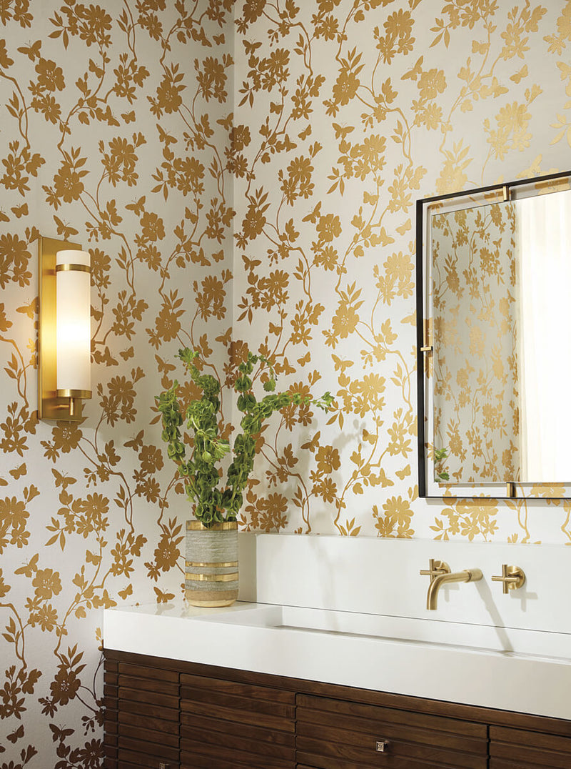 media image for Flutter Vine White/Gold Wallpaper from the After Eight Collection by Candice Olson 270