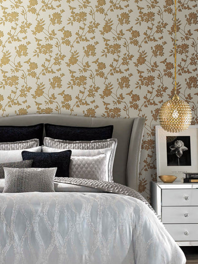 product image for Flutter Vine White/Gold Wallpaper from the After Eight Collection by Candice Olson 72