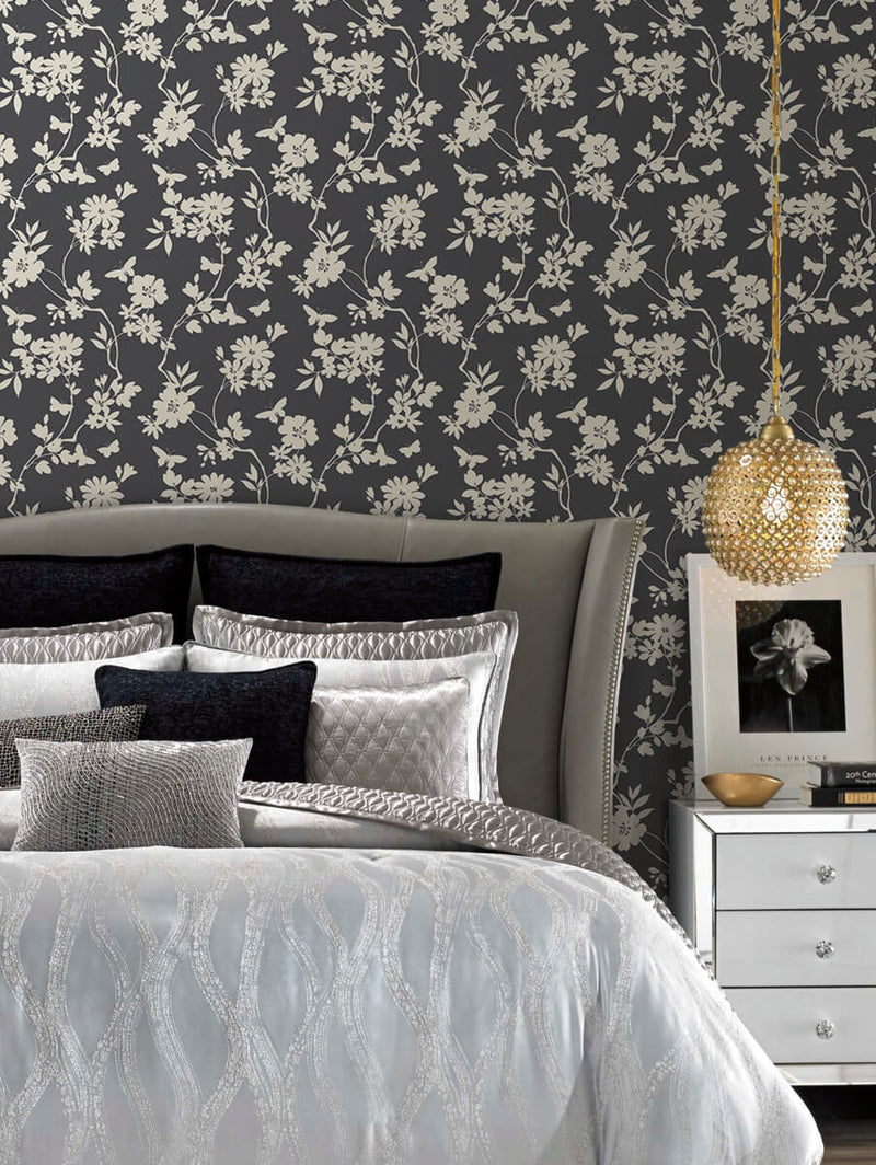 media image for Flutter Vine Gray Wallpaper from the After Eight Collection by Candice Olson 279