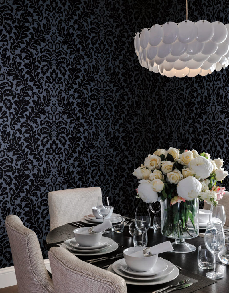 media image for Modern Romance Navy Wallpaper from the After Eight Collection by Candice Olson 23