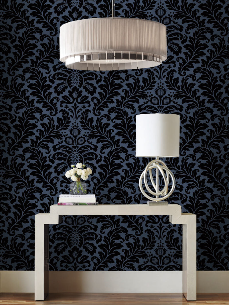 media image for Modern Romance Navy Wallpaper from the After Eight Collection by Candice Olson 224