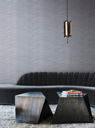 product image for Glistening Chevron Smokey Blue Wallpaper from the After Eight Collection by Candice Olson 75