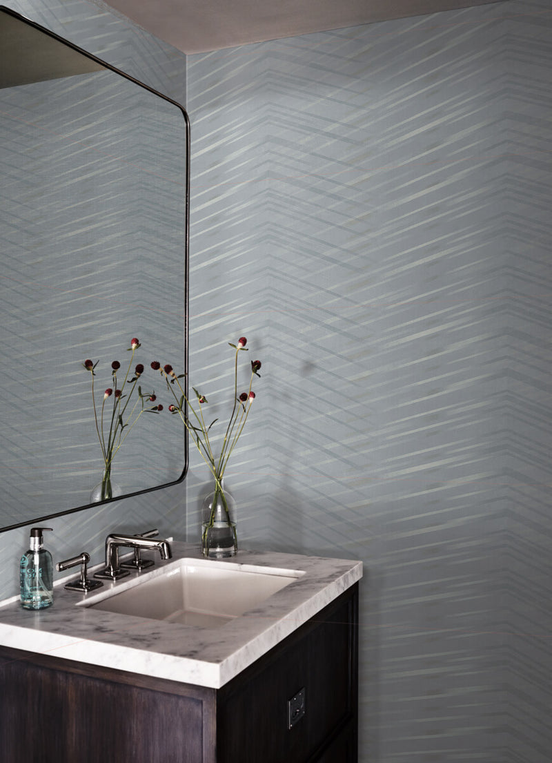 media image for Glistening Chevron Smokey Blue Wallpaper from the After Eight Collection by Candice Olson 296
