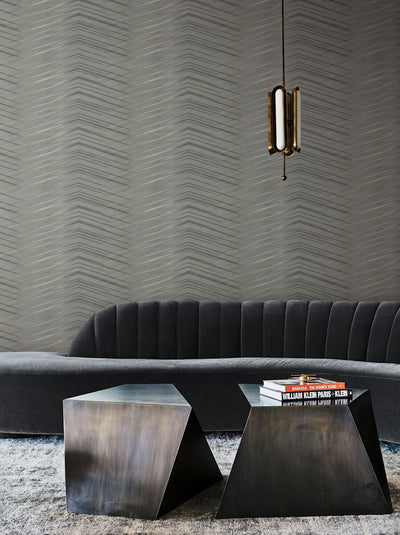 product image of Glistening Chevron Charcoal Wallpaper from the After Eight Collection by Candice Olson 567
