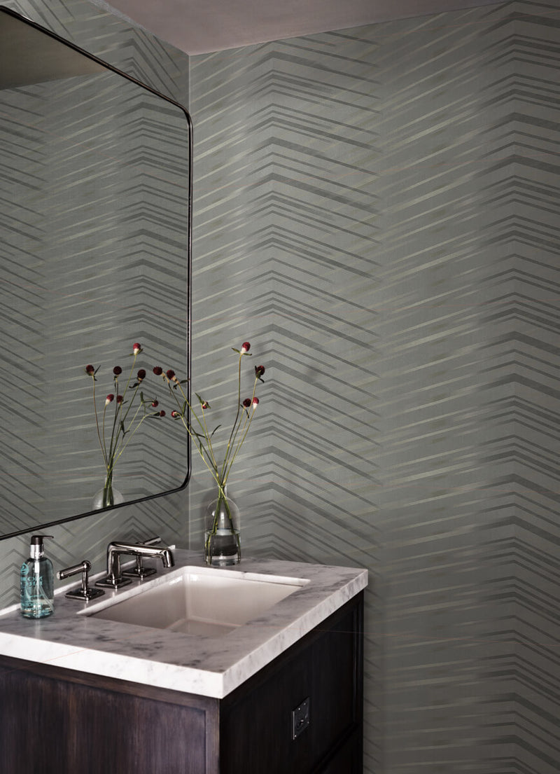 media image for Glistening Chevron Charcoal Wallpaper from the After Eight Collection by Candice Olson 21