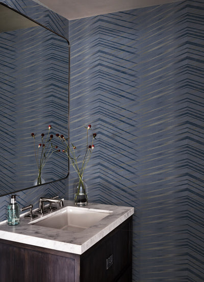 product image for Glistening Chevron Navy Wallpaper from the After Eight Collection by Candice Olson 0