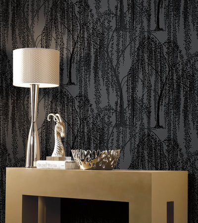 product image for Willow Glow Gray Wallpaper from the After Eight Collection by Candice Olson 5