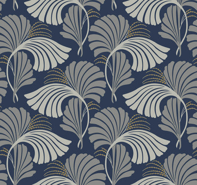 product image of Dancing Leaves Navy Wallpaper from the After Eight Collection by Candice Olson 575