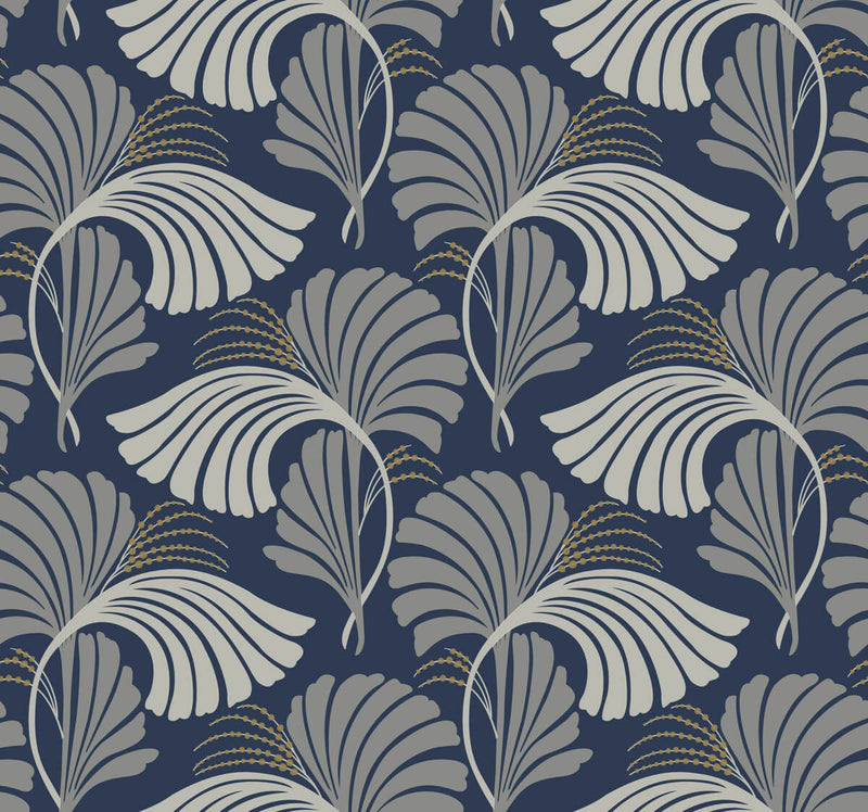 media image for Dancing Leaves Navy Wallpaper from the After Eight Collection by Candice Olson 288