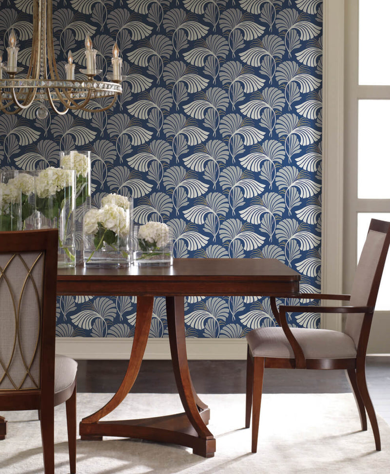 media image for Dancing Leaves Navy Wallpaper from the After Eight Collection by Candice Olson 21