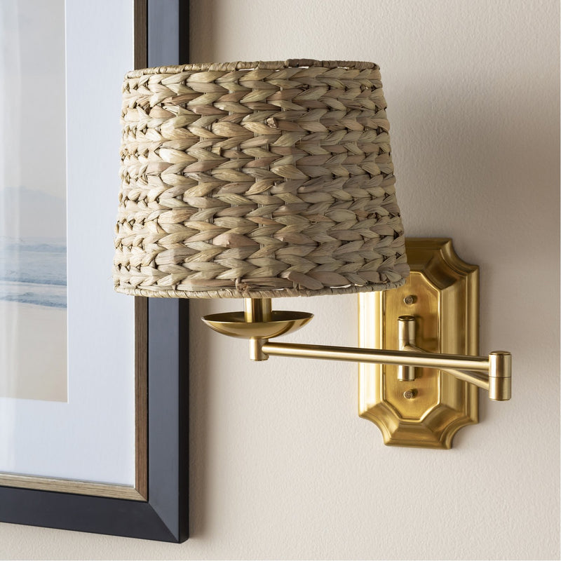 media image for Dustin DUS-001 Wall Sconce in Natural Shade & Gold Fixture by Surya 217