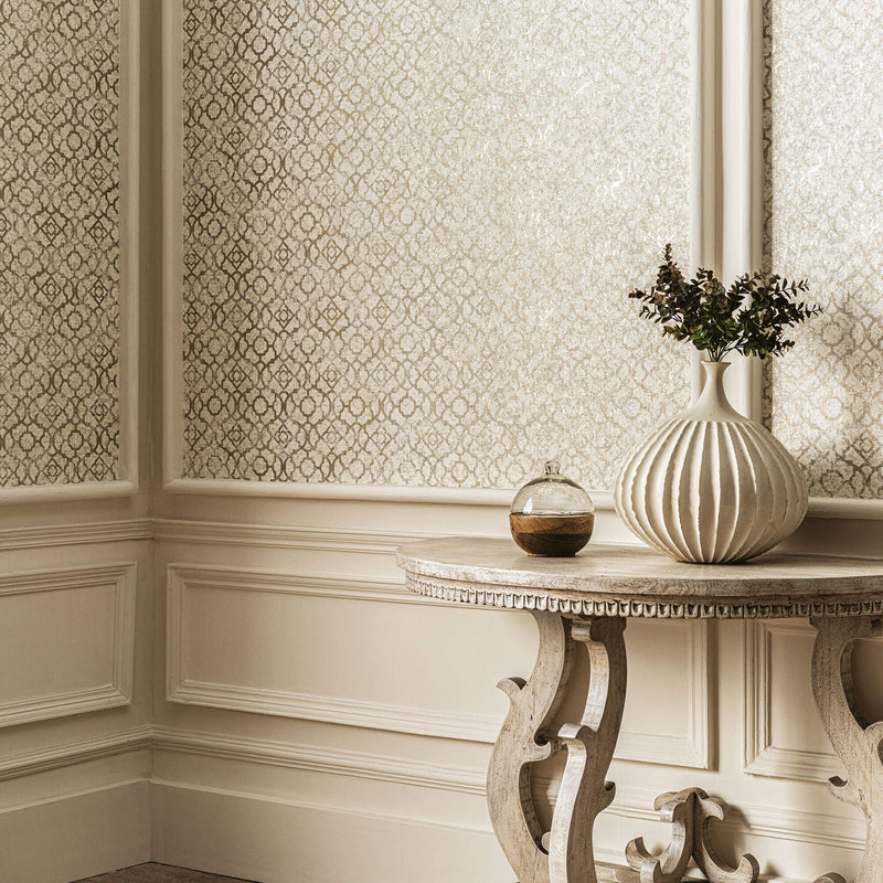 media image for Aged Quatrefoil Cream/Gold from the Emporium Collection by Galerie Wallcoverings 264