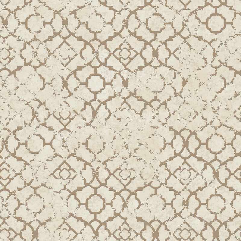 media image for Aged Quatrefoil Cream/Gold from the Emporium Collection by Galerie Wallcoverings 225