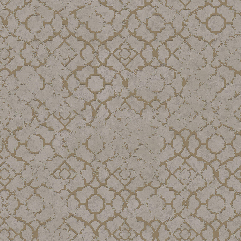 media image for Aged Quatrefoil Gold/Grey from the Emporium Collection by Galerie Wallcoverings 222