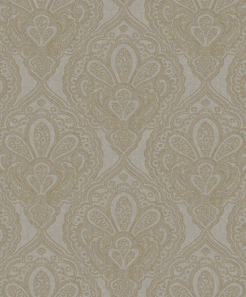 media image for Mehndi Damask Grey/Gold from the Emporium Collection by Galerie Wallcoverings 279