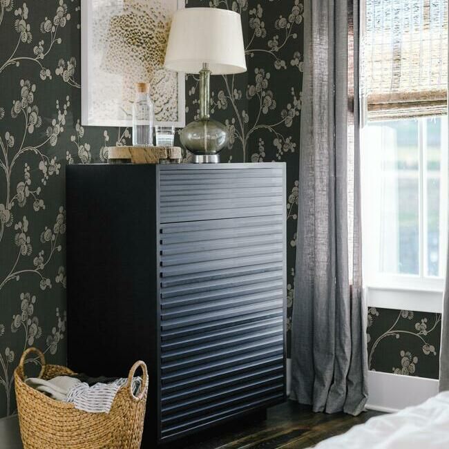 media image for Dahlia Trail Wallpaper in Black and Taupe from the Silhouettes Collection by York Wallcoverings 255
