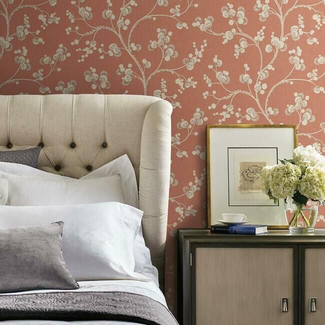 media image for Dahlia Trail Wallpaper in Burnt Orange from the Silhouettes Collection by York Wallcoverings 238