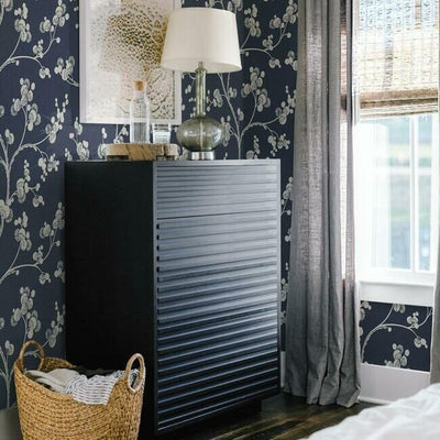 product image for Dahlia Trail Wallpaper in Navy from the Silhouettes Collection by York Wallcoverings 44