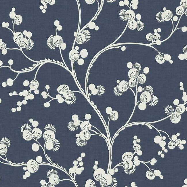 media image for Dahlia Trail Wallpaper in Navy from the Silhouettes Collection by York Wallcoverings 268