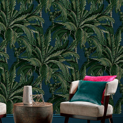 product image for Daintree Palm Wallpaper in Midnight from the Exclusives Collection by Graham & Brown 35