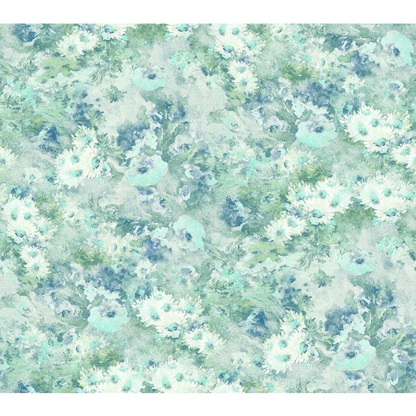 media image for Daisy Wallpaper in Blue, Green, and White from the French Impressionist Collection by Seabrook Wallcoverings 292