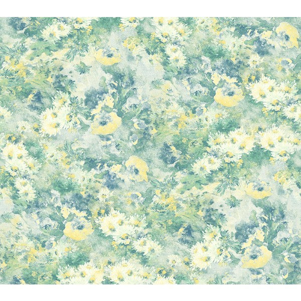 media image for Daisy Wallpaper in Blue, Green, and Yellow from the French Impressionist Collection by Seabrook Wallcoverings 248