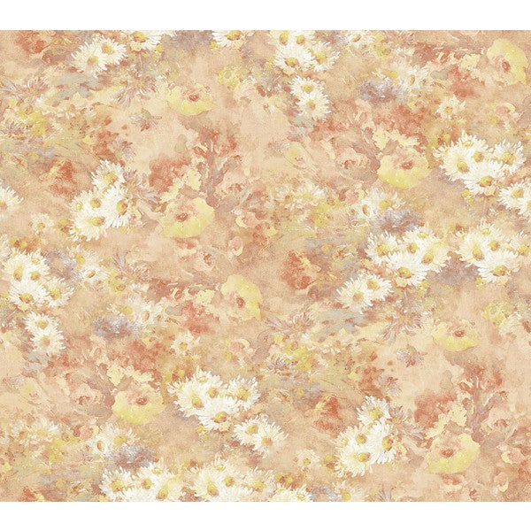 media image for Daisy Wallpaper in Orange and Yellow from the French Impressionist Collection by Seabrook Wallcoverings 211