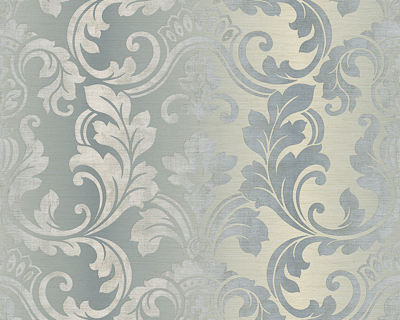 media image for sample damask floral trail wallpaper in beige and blue design by bd wall 1 266