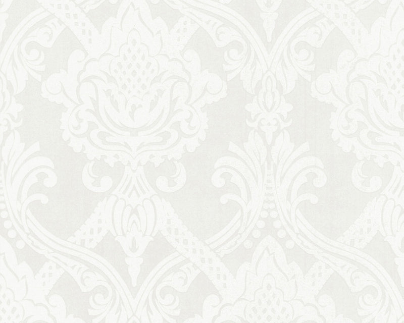 Shop Sample Damask Floral Wallpaper in Ivory and Metallic design by BD Wall Burke Decor
