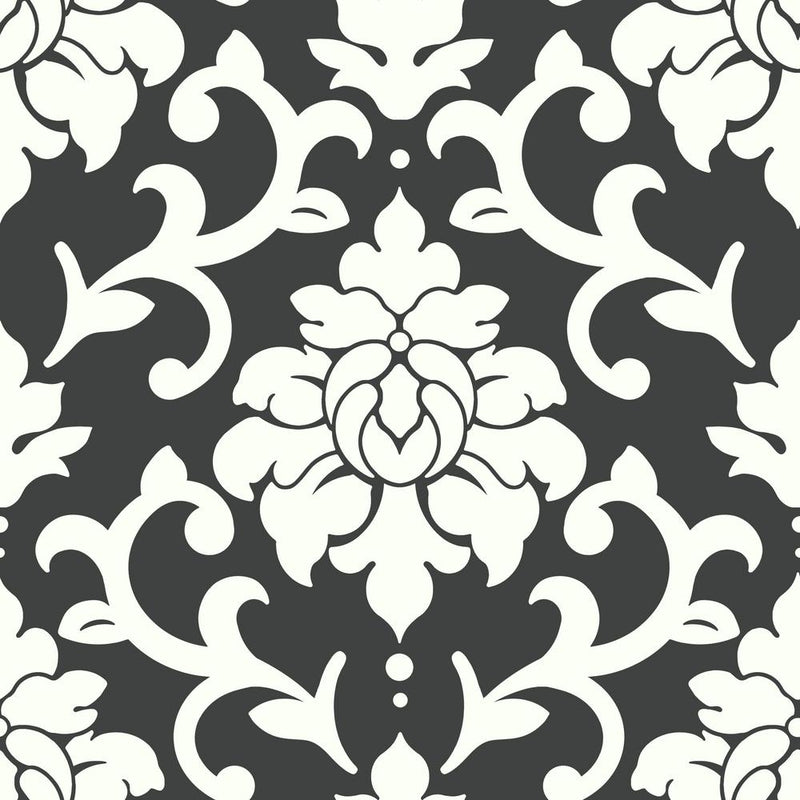 media image for Damask Peel & Stick Wallpaper in Black by RoomMates for York Wallcoverings 236