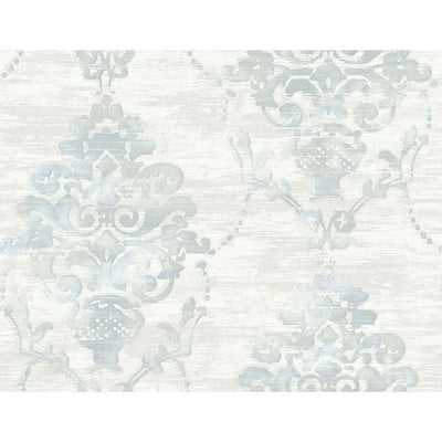 product image for Damask Wallpaper in Blue, Grey, and Off-White from the French Impressionist Collection by Seabrook Wallcoverings 39