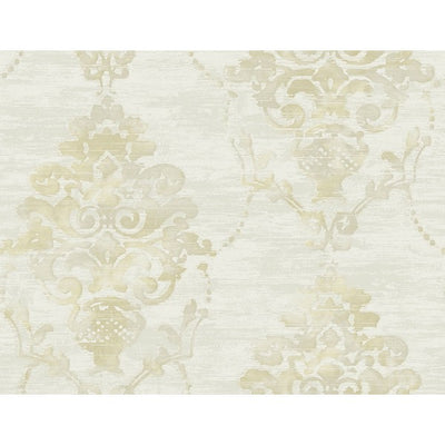 product image of sample damask wallpaper in off white and tan from the french impressionist collection by seabrook wallcoverings 1 553
