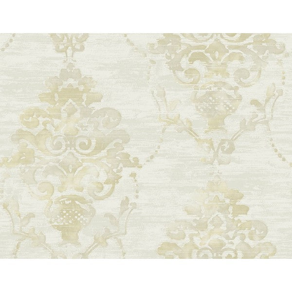 media image for Damask Wallpaper in Off-White and Tan from the French Impressionist Collection by Seabrook Wallcoverings 257