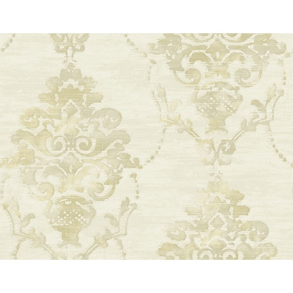 media image for Damask Wallpaper in Tan and Off-White from the French Impressionist Collection by Seabrook Wallcoverings 229