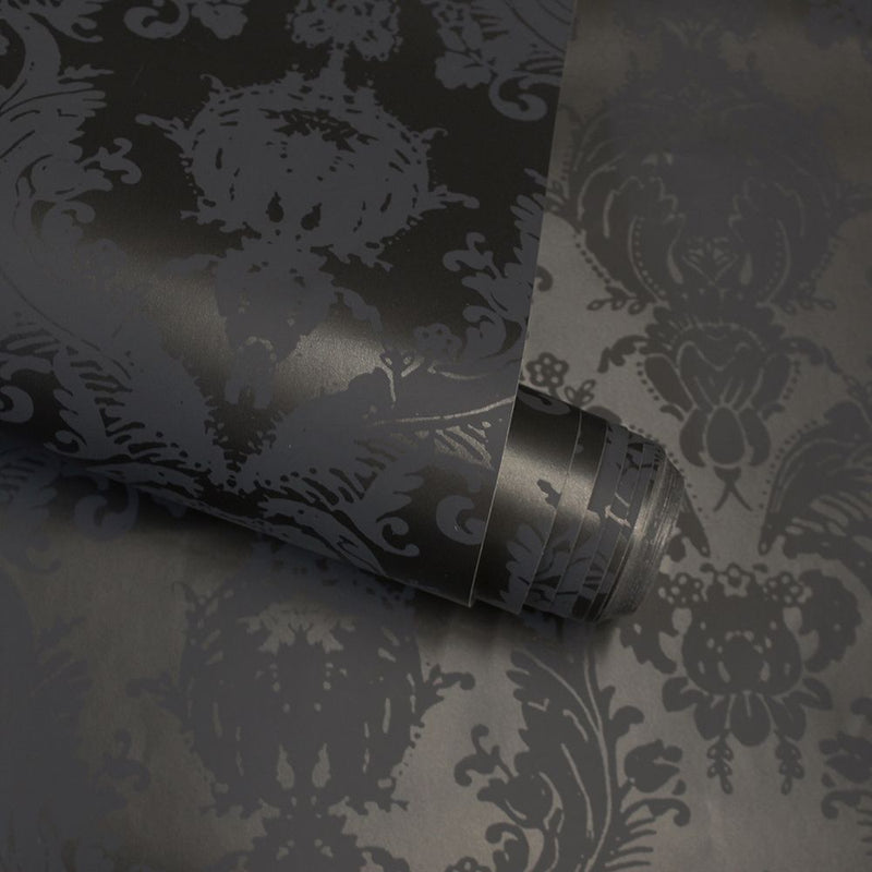media image for Damsel Self-Adhesive Wallpaper in Black Velvet by Tempaper 280