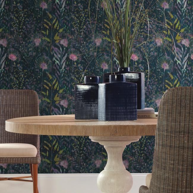 media image for Dandelion Peel & Stick Wallpaper in Teal by RoomMates for York Wallcoverings 225
