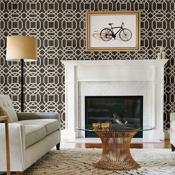 media image for Daphne Trellis Wallpaper in Brown from the Moonlight Collection by Brewster Home Fashions 223