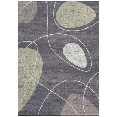 product image for Dark Grey Abstract & Organic Shapes Area Rug 23