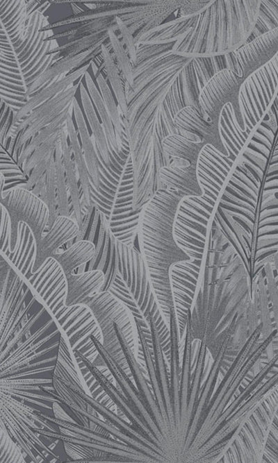 product image of sample kiskaara tropical leaves dark grey wallpaper by walls republic 1 54