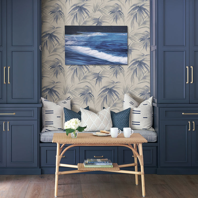 media image for Darlana Grasscloth Wallpaper in Blue from the Scott Living Collection by Brewster Home Fashions 217