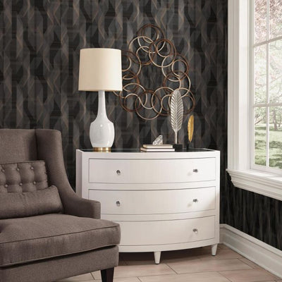 product image for Debonair Geometric Peel & Stick Wallpaper in Black and Grey by RoomMates for York Wallcoverings 11