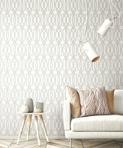 product image for Deco Lattice Peel-and-Stick Wallpaper in Grey by NextWall 64