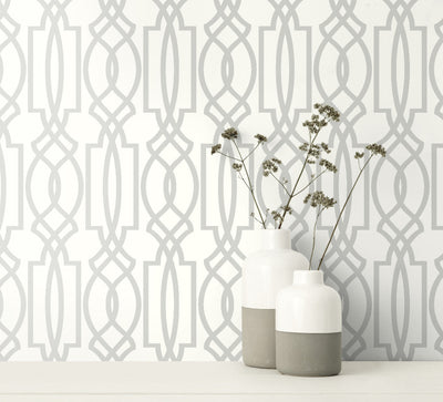 product image for Deco Lattice Peel-and-Stick Wallpaper in Grey by NextWall 14