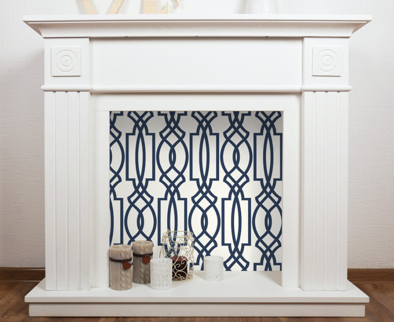 media image for Deco Lattice Peel-and-Stick Wallpaper in Navy by NextWall 288