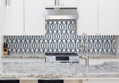 product image for Deco Lattice Peel-and-Stick Wallpaper in Navy by NextWall 78